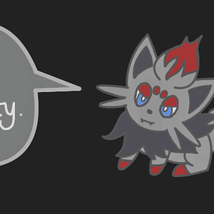Digital drawing of Zorua made on Bulbagarden Oekaki.