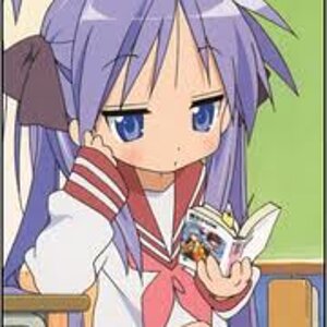 Kagami
Anime: Lucky Star
Appears: Episode 1 
Kagami is a lot a like me in a sense as the older twin she keeps track of her younger twin sister Tuskasa