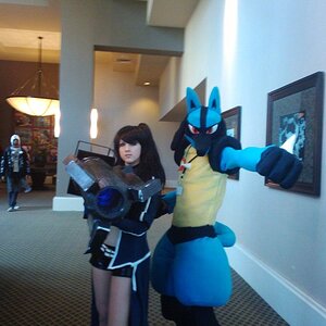 Black Rock Shooter and Lucario - Black Rock Shooter, and Pokemon.