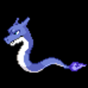 A mix of Charizard and Dratini. It also uses Charmander's flame and its color was derived from Chandelure.