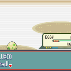 Wow, the first battle Eggy has won and that he beat a Luxio by one Egg Bomb! XD