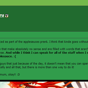 2011 - April Fools - "I think I speak for everyone when I say, Spam isn't fish here just because it's applesauce :(".
