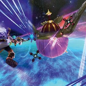 Pit in a battle that looks like space. He fairs well out there!