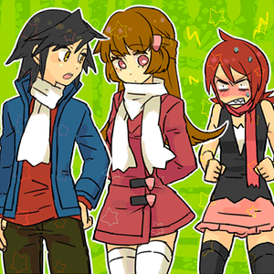 Gold, Kotone, and Silver as Lucas, Platinum, and Dawn.
I just lol at this. Fanart is fanart. Found on Google.
