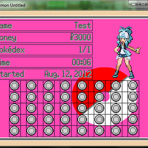 trainer card female. male's is blue and has his sprite. Showing what a complete one looks like, the 'badges' aren't what they will look like