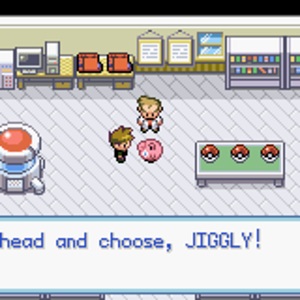 Gary's telling a Jigglypuff to choose a starter!