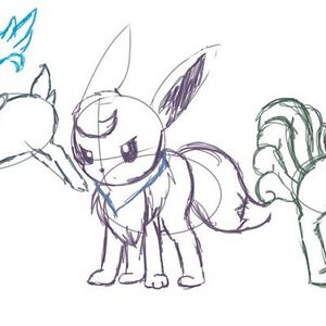 Sneak Peek for my current project! This is my main team in Pokemon Mystery Dungeon: Explorers of the Sky. Kori the Eevee, Grace the Shaymin and Sarah 