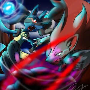 lucario vs zoroark by segamastergirl d5uapk