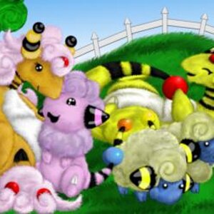 Mareep Had a Little Lamb

Mareep, Flaaffy, Ampharos & Mega Ampharos requested by a friend.