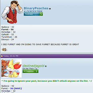 Looks like someone didn't read the rules of this game. :3
His avatar suits him as well. xD