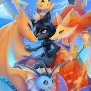 Me and the team drawn by eldrige on FA <3