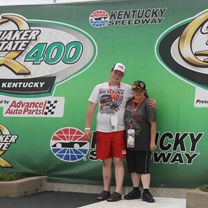 My boyfriend and I standing at the Quaker State 400 victory lane! 
Quaker State 400.
Sparta, Kentucky. 
June 28th, 2014.
90°F