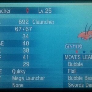 Shiny Clauncher - Caught after a chain of 12 on 6/1/2015 in Cyllage City