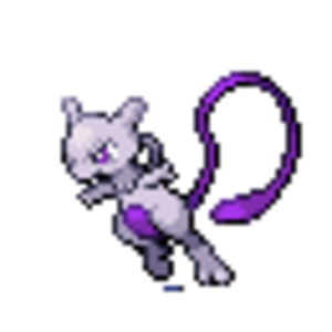 Mew dressed up like mewtwo.