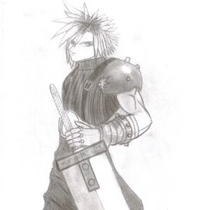 Cloud from Final Fantasy 7, this drawing is made in 2005.
I really like this one, only problem his face is sorta flat -,-
But besides that it's still 