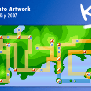 I decided to do a GameBoy Advance style map of Johto connected to the original map of Kanto. The Johto part is based off the Generation II map, so it 