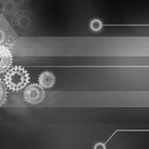 technology banner background old new using computer circuits old machine cogs 37036025