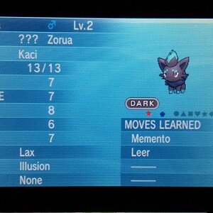 Shiny Zorua - Caught in Omega Ruby on 10/26 after 325 DexNav encounters. Dat Memento was scary X3