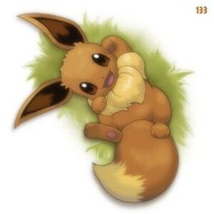 Eevee laying on the grass. I never really knew who drew this one