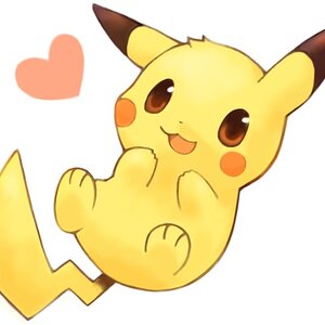 Pikachu cute smile, love sign
