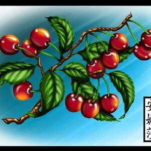 Graphicsfairy's Cherries   Coloured 2016