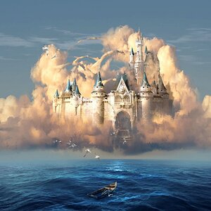 castle in the sky or clouds of shattered dreams surreal art print