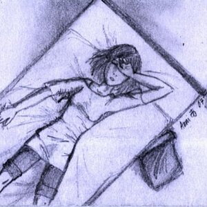 She's not depressed, she just really doesn't want to get up (it's morning here) and go to school. This was made with only a pencil, it looks blue beca
