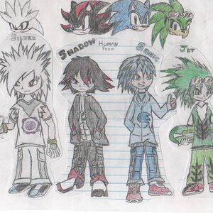 Human form sonic characters.
This is the drawing I use on the back of my school binder.